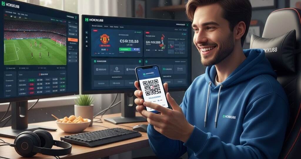 Pemain menikmati taruhan sport games online di Hokiku88 dengan deposit QRIS, menampilkan sepak bola, bola basket, dan eSports dengan odds tinggi secara realistis.